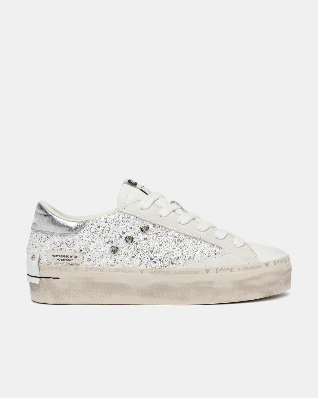CRIME LONDON: DISTRESSED PLATFORM SILVER DUST