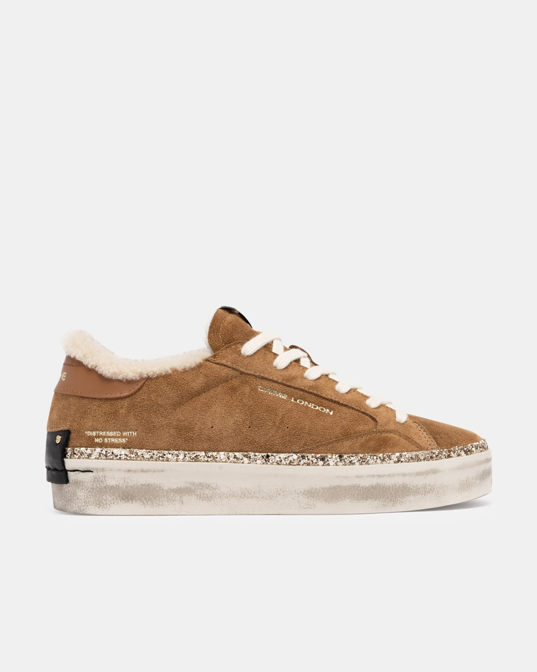 CRIME LONDON: DISTRESSED PLATFORM TOFFEE MOCHA FURRY