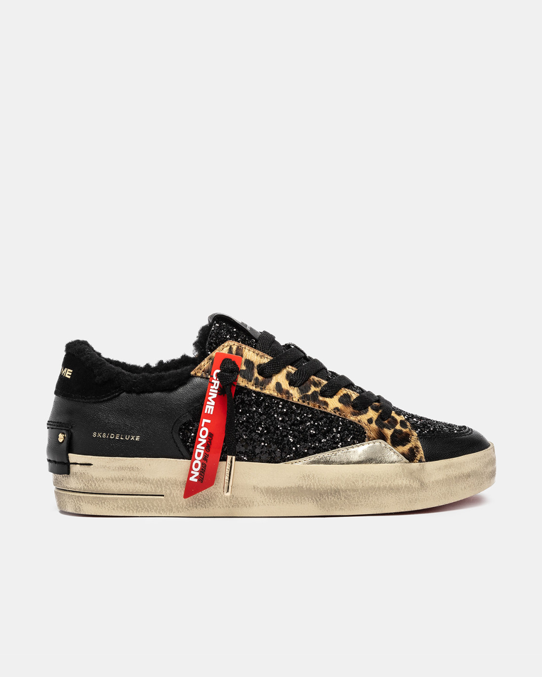 CRIME LONDON: SK8 DELUXE BLACK CHEETAH FUZZY