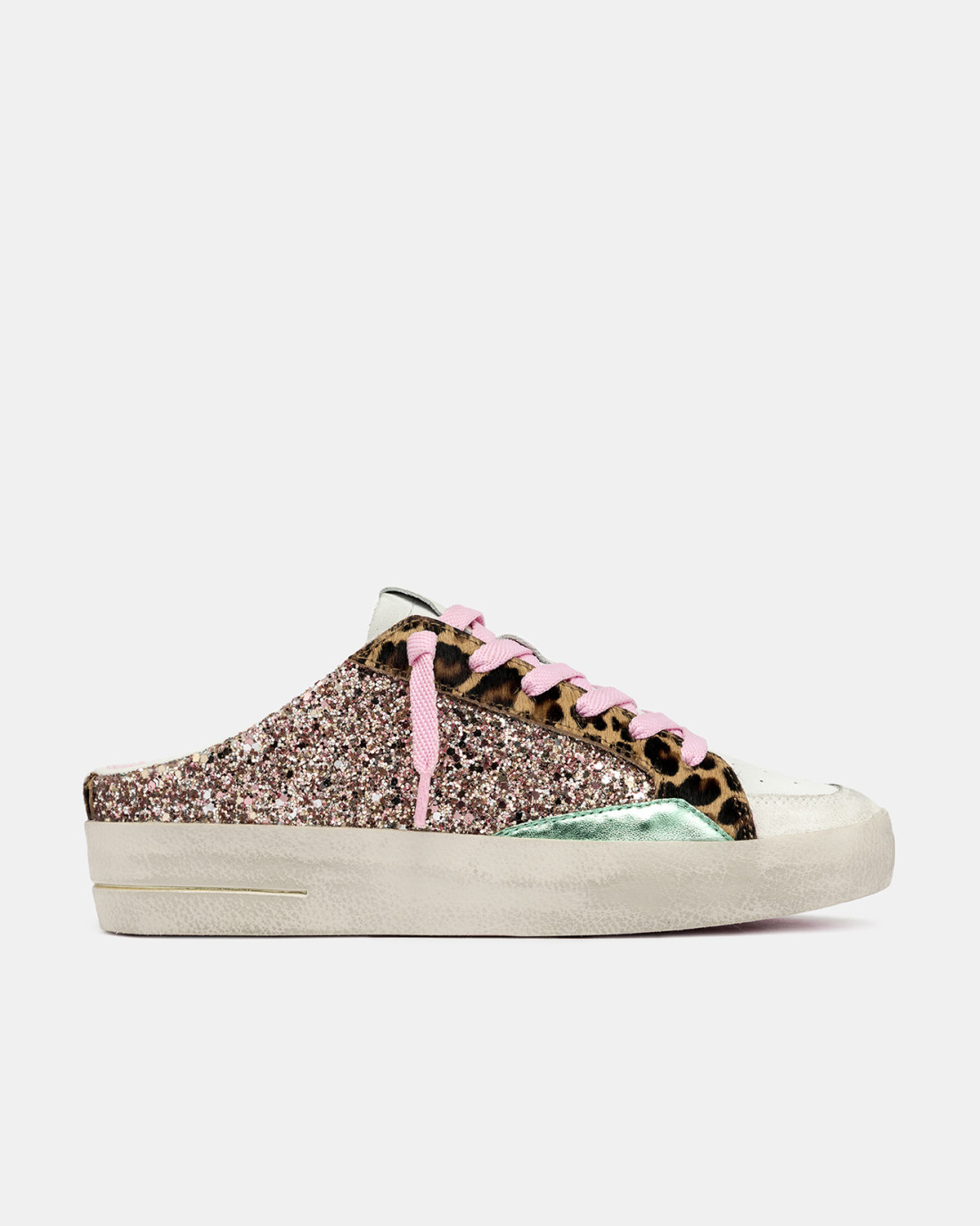CRIME LONDON: SK8 DELUXE SABOT PINK GLITTER