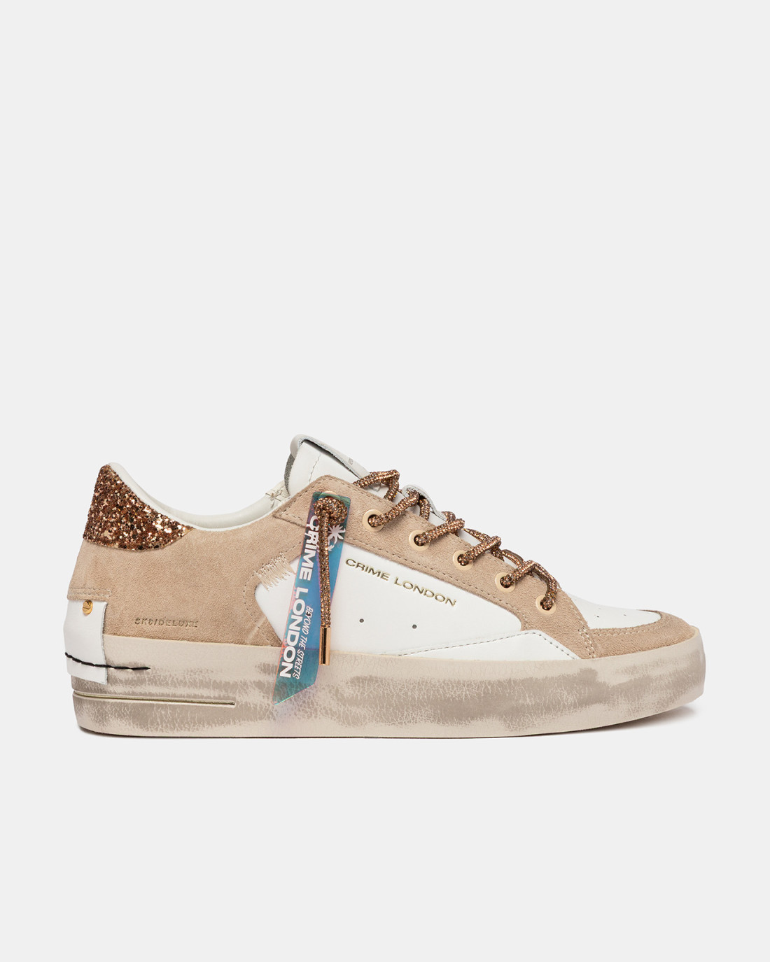 CRIME LONDON: SK8 DELUXE WEDGE CHAMPAGNE DUST