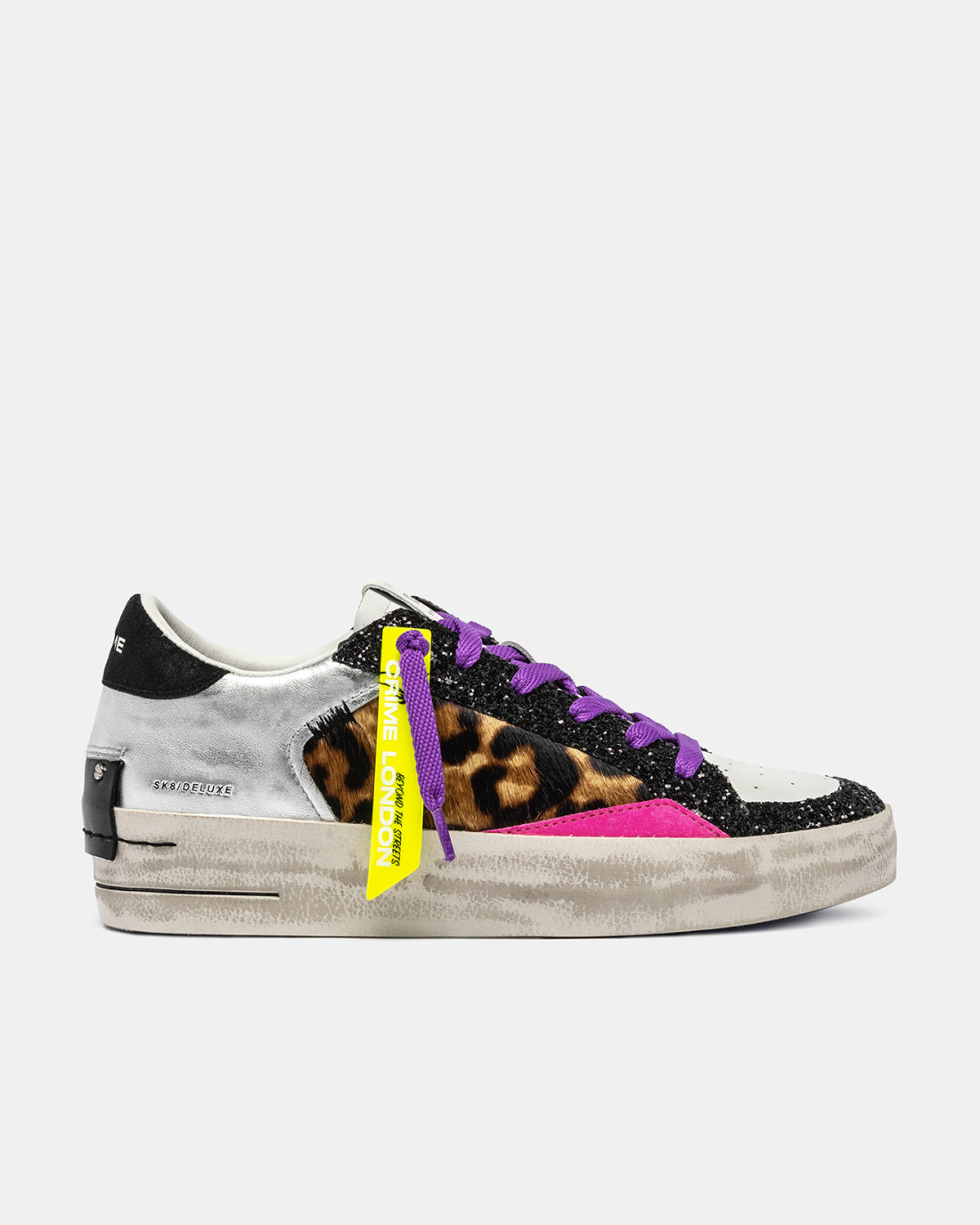 CRIME LONDON: SK8 DELUXE WEDGE CHEETAH GLOSS