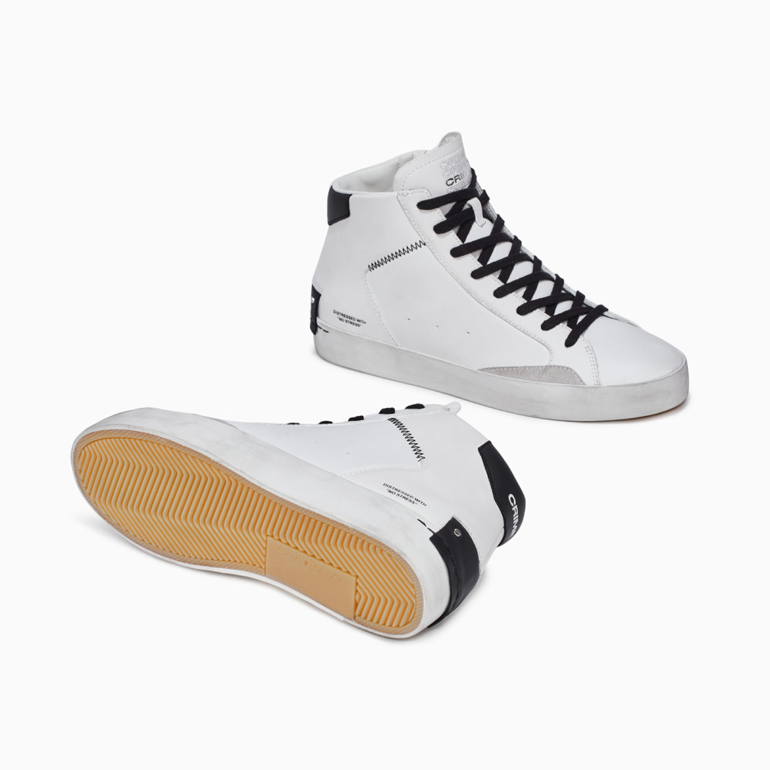 CRIME LONDON: DISTRESSED HIGH WHITE-BLACK