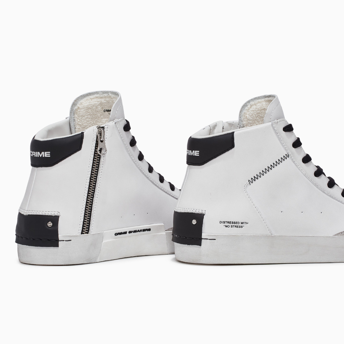 CRIME LONDON: DISTRESSED HIGH WHITE-BLACK