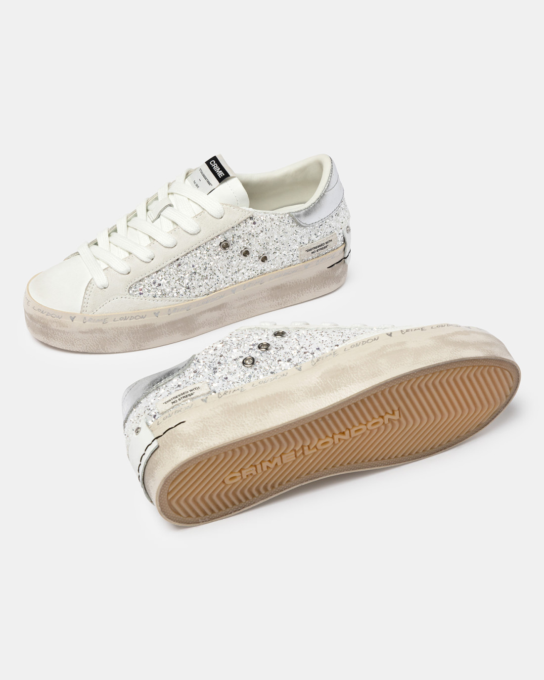 CRIME LONDON: DISTRESSED PLATFORM SILVER DUST