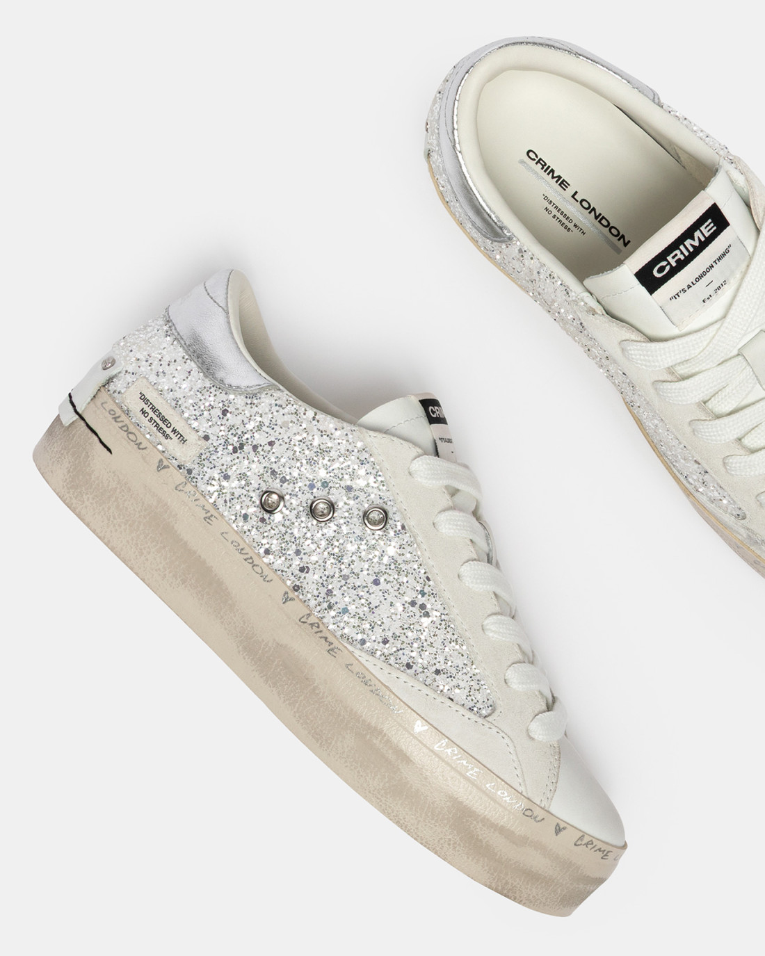 CRIME LONDON: DISTRESSED PLATFORM SILVER DUST