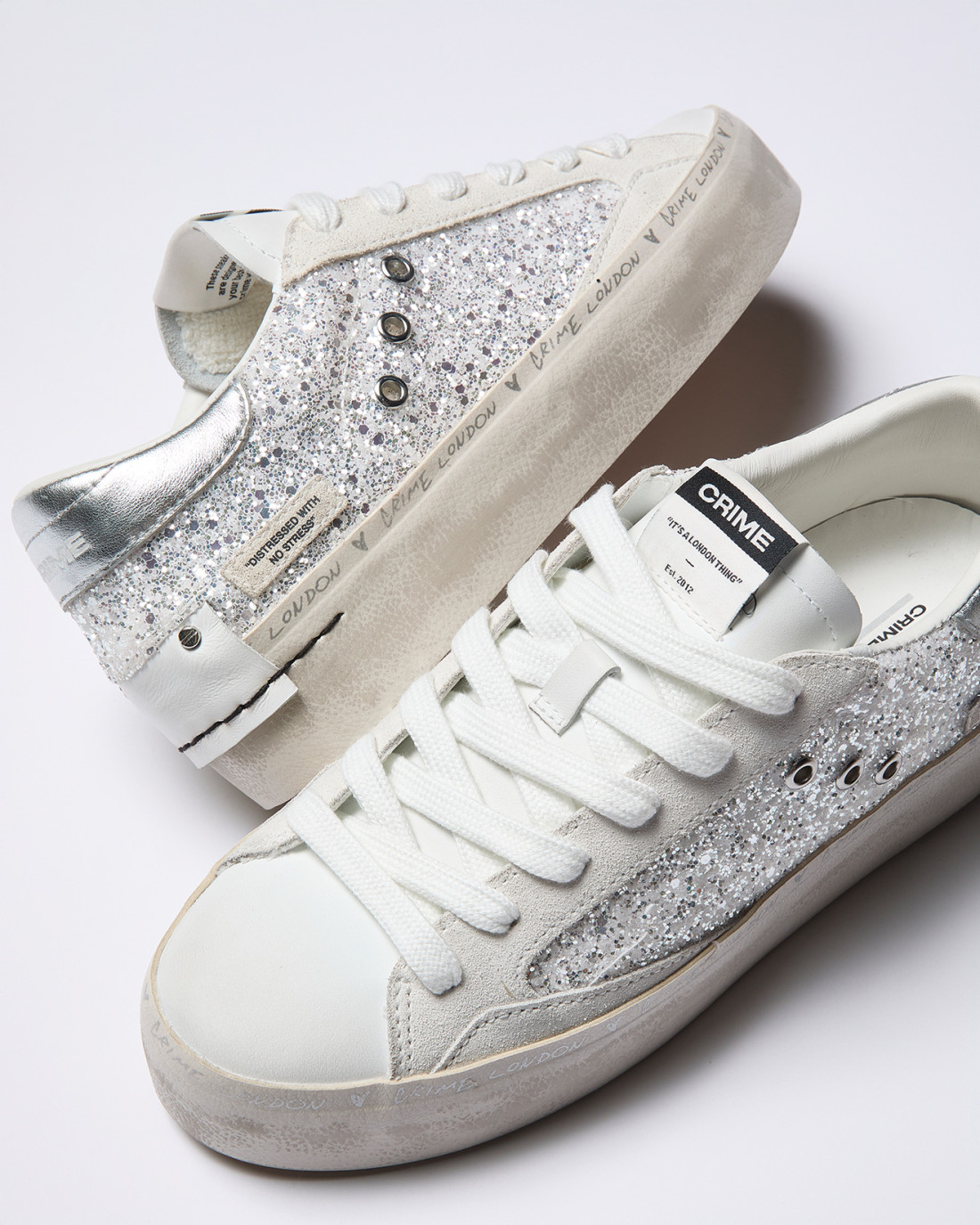 CRIME LONDON: DISTRESSED PLATFORM SILVER DUST