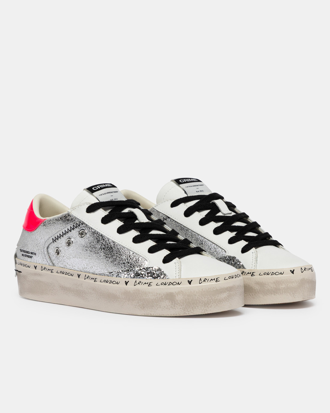 CRIME LONDON: DISTRESSED PLATFORM SILVER SHINE