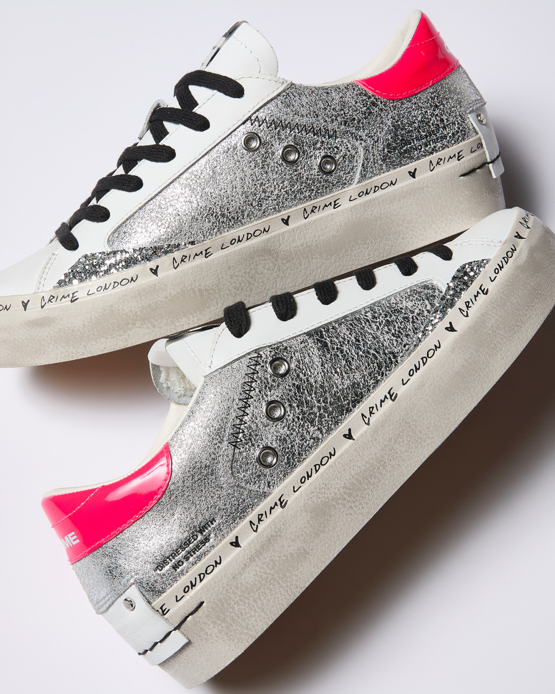 CRIME LONDON: DISTRESSED PLATFORM SILVER SHINE