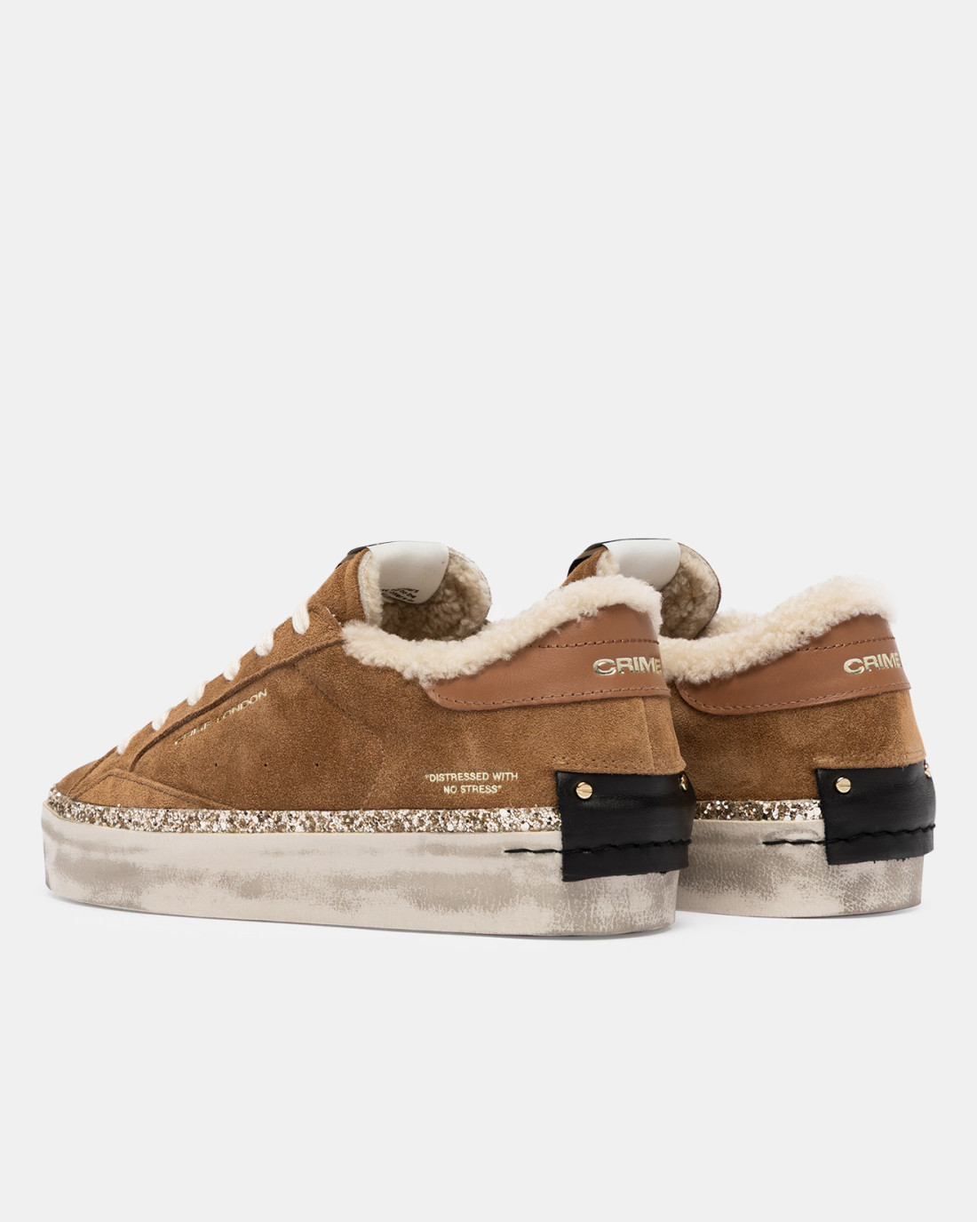 CRIME LONDON: DISTRESSED PLATFORM TOFFEE MOCHA FURRY