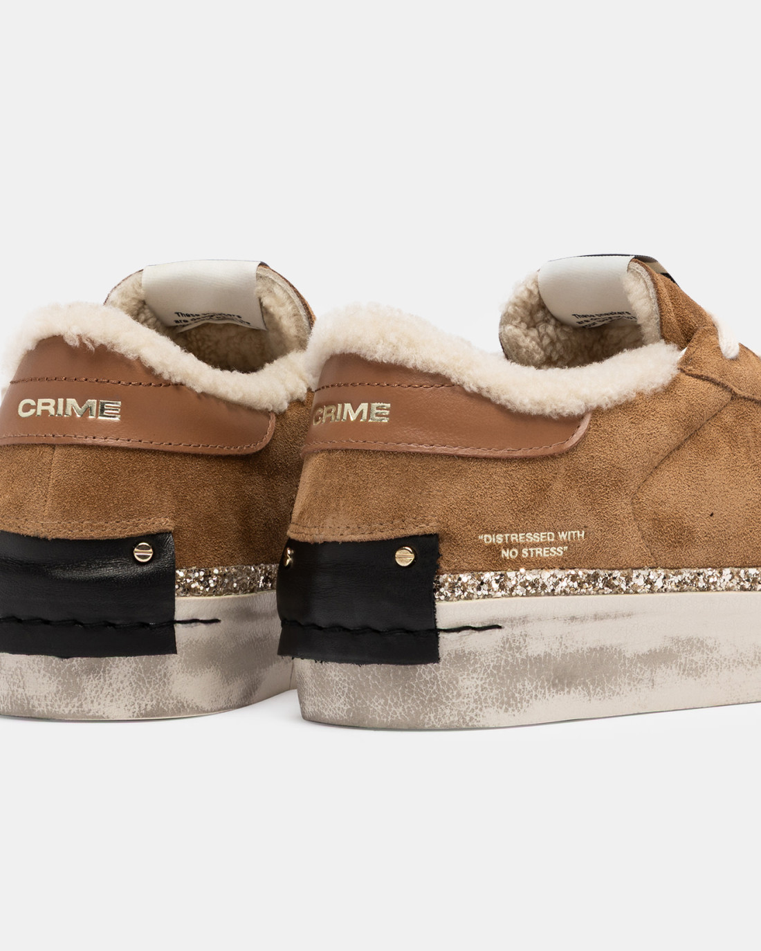 CRIME LONDON: DISTRESSED PLATFORM TOFFEE MOCHA FURRY