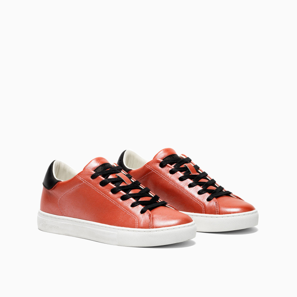 CRIME LONDON: LOW TOP ESSENTIAL LEATHER RED