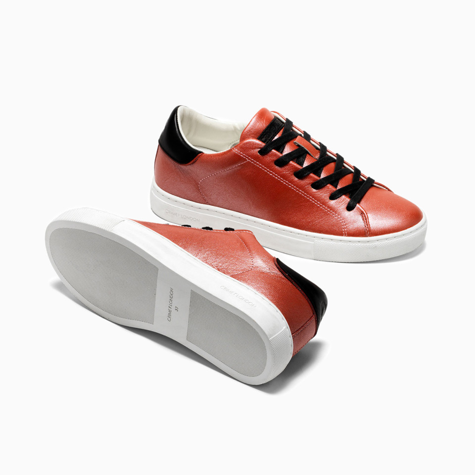 CRIME LONDON: LOW TOP ESSENTIAL LEATHER RED