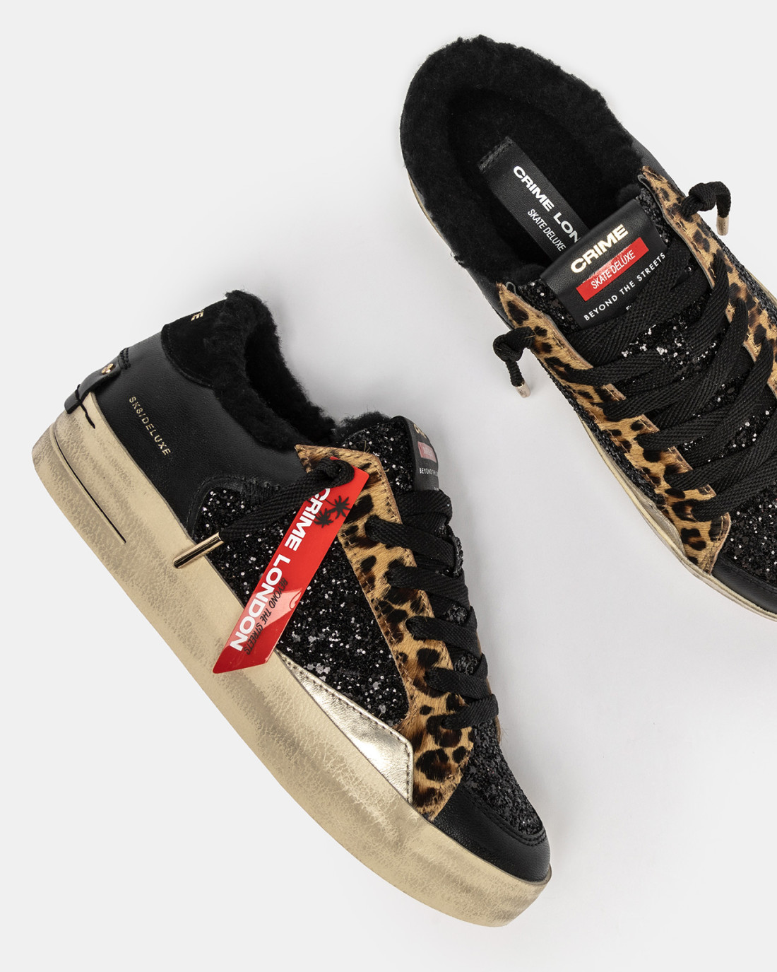 CRIME LONDON: SK8 DELUXE BLACK CHEETAH FUZZY