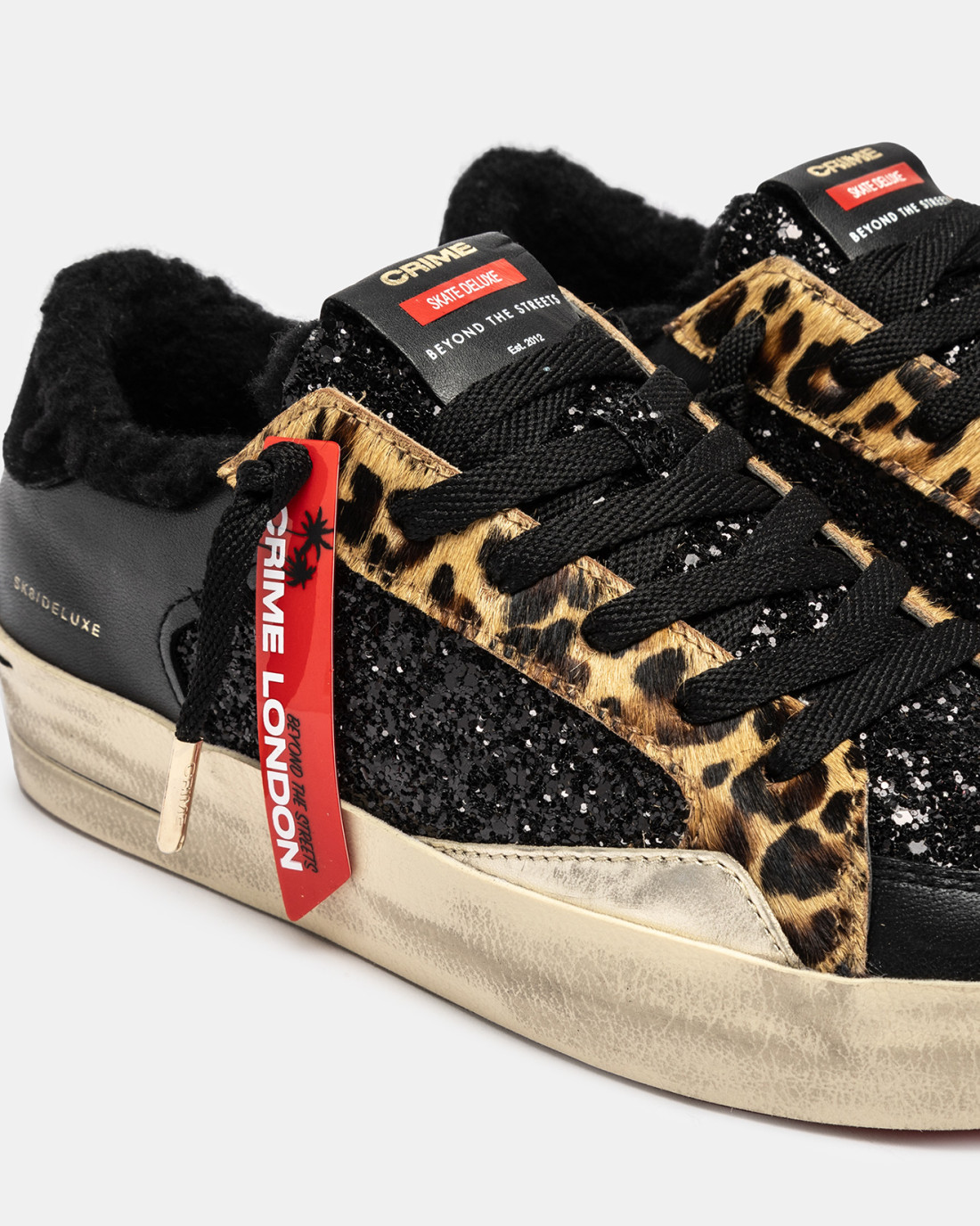 CRIME LONDON: SK8 DELUXE BLACK CHEETAH FUZZY