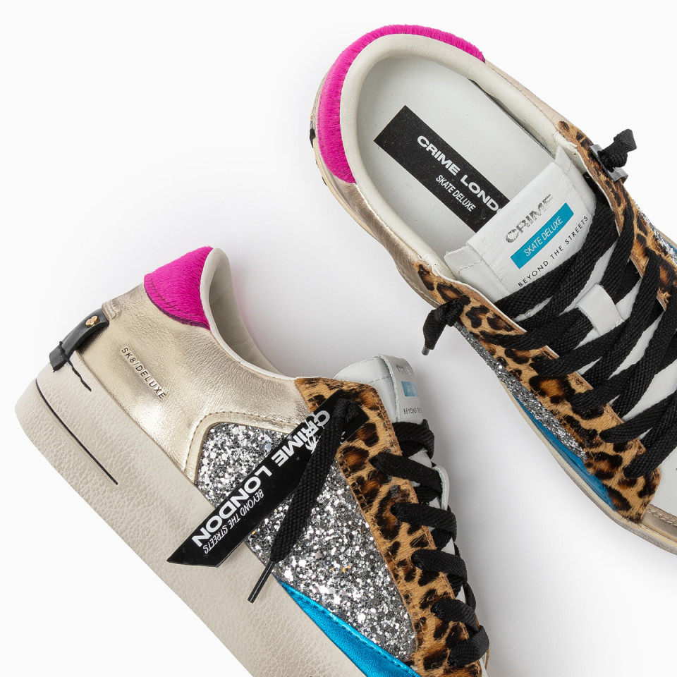 CRIME LONDON: SK8 DELUXE LEOPARD SHINE