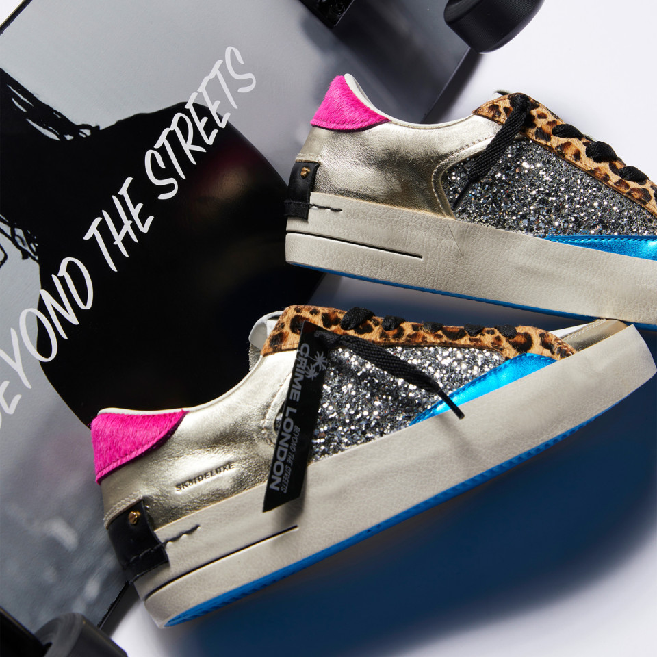 CRIME LONDON: SK8 DELUXE LEOPARD SHINE
