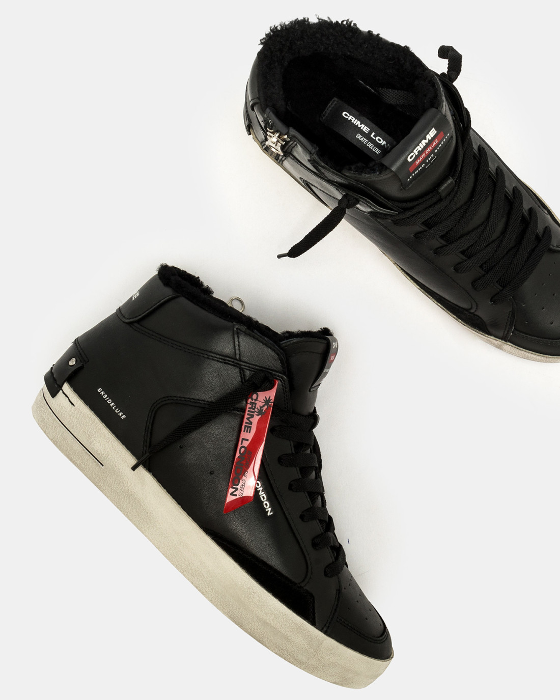 CRIME LONDON: SK8 DELUXE MID BLACK VENOM FUZZ