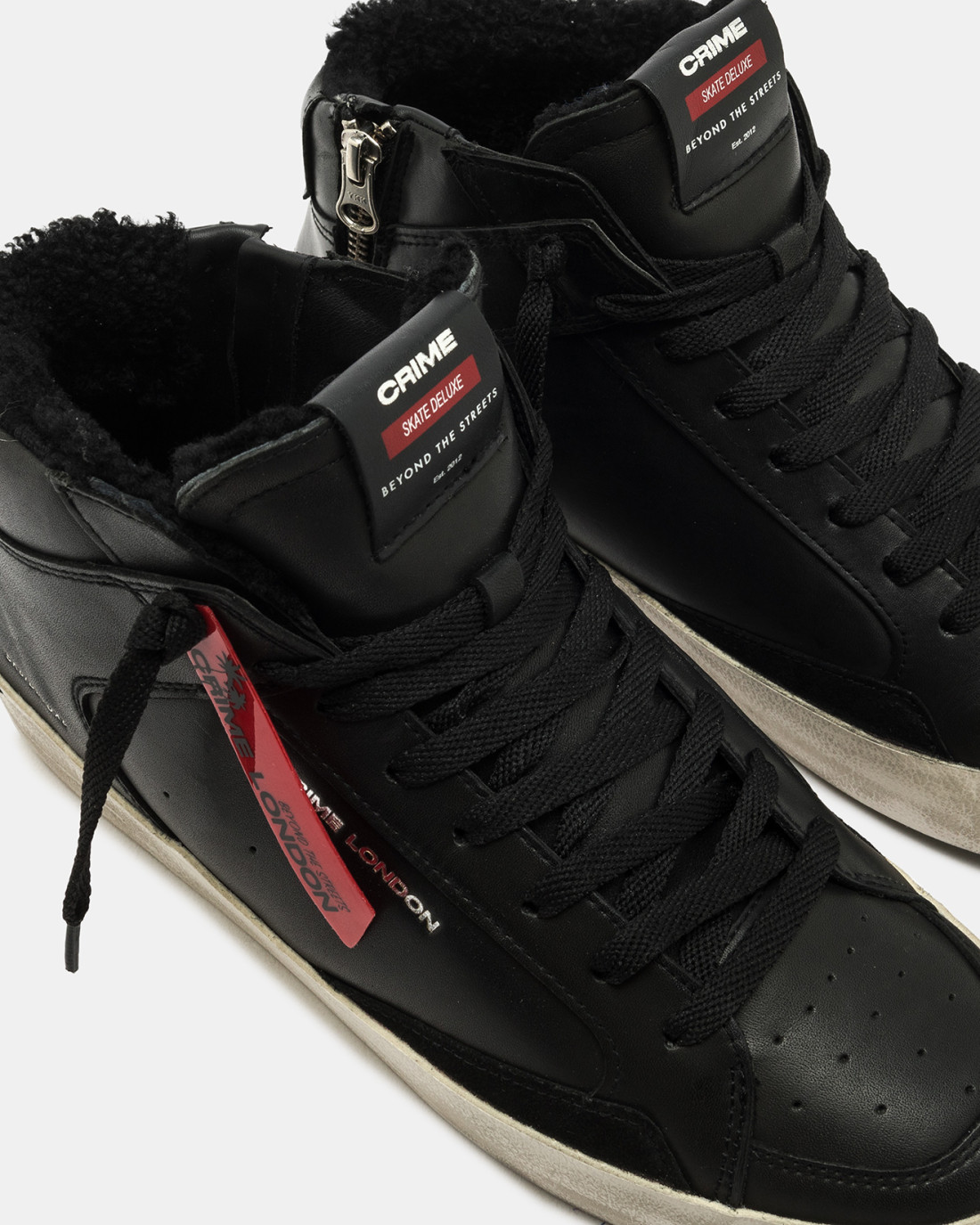 CRIME LONDON: SK8 DELUXE MID BLACK VENOM FUZZ