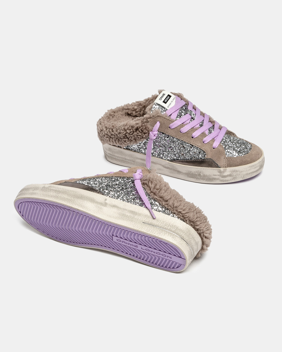 CRIME LONDON: SK8 DELUXE SABOT LAVANDER FLUFF