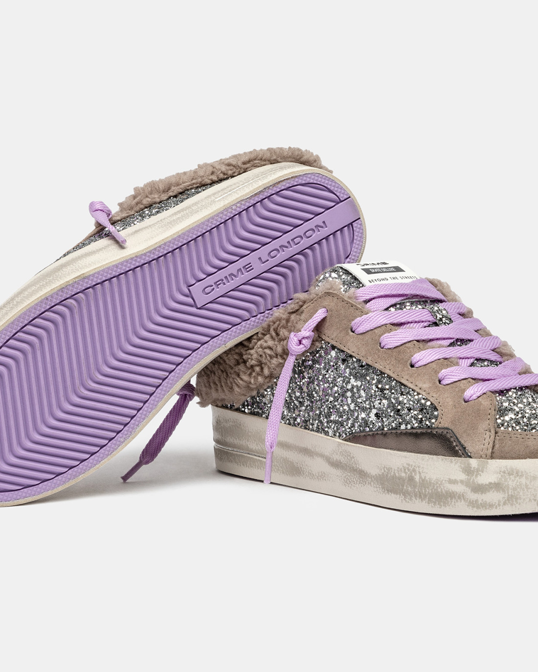 CRIME LONDON: SK8 DELUXE SABOT LAVANDER FLUFF