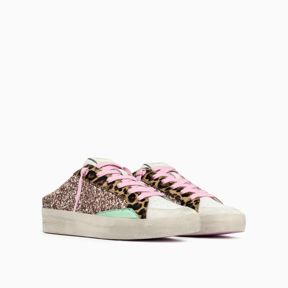 CRIME LONDON: SK8 DELUXE SABOT PINK GLITTER