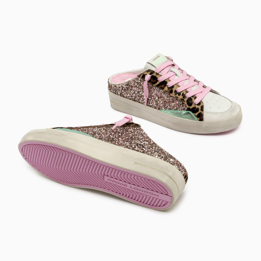 CRIME LONDON: SK8 DELUXE SABOT PINK GLITTER