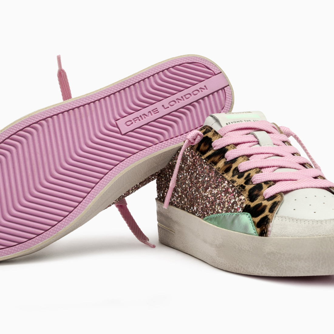 CRIME LONDON: SK8 DELUXE SABOT PINK GLITTER
