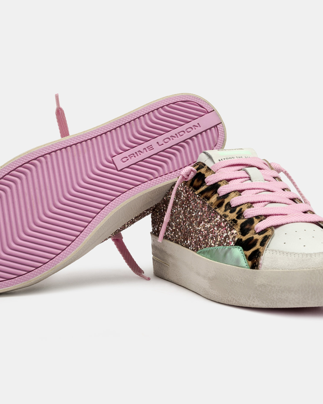 CRIME LONDON: SK8 DELUXE SABOT PINK GLITTER