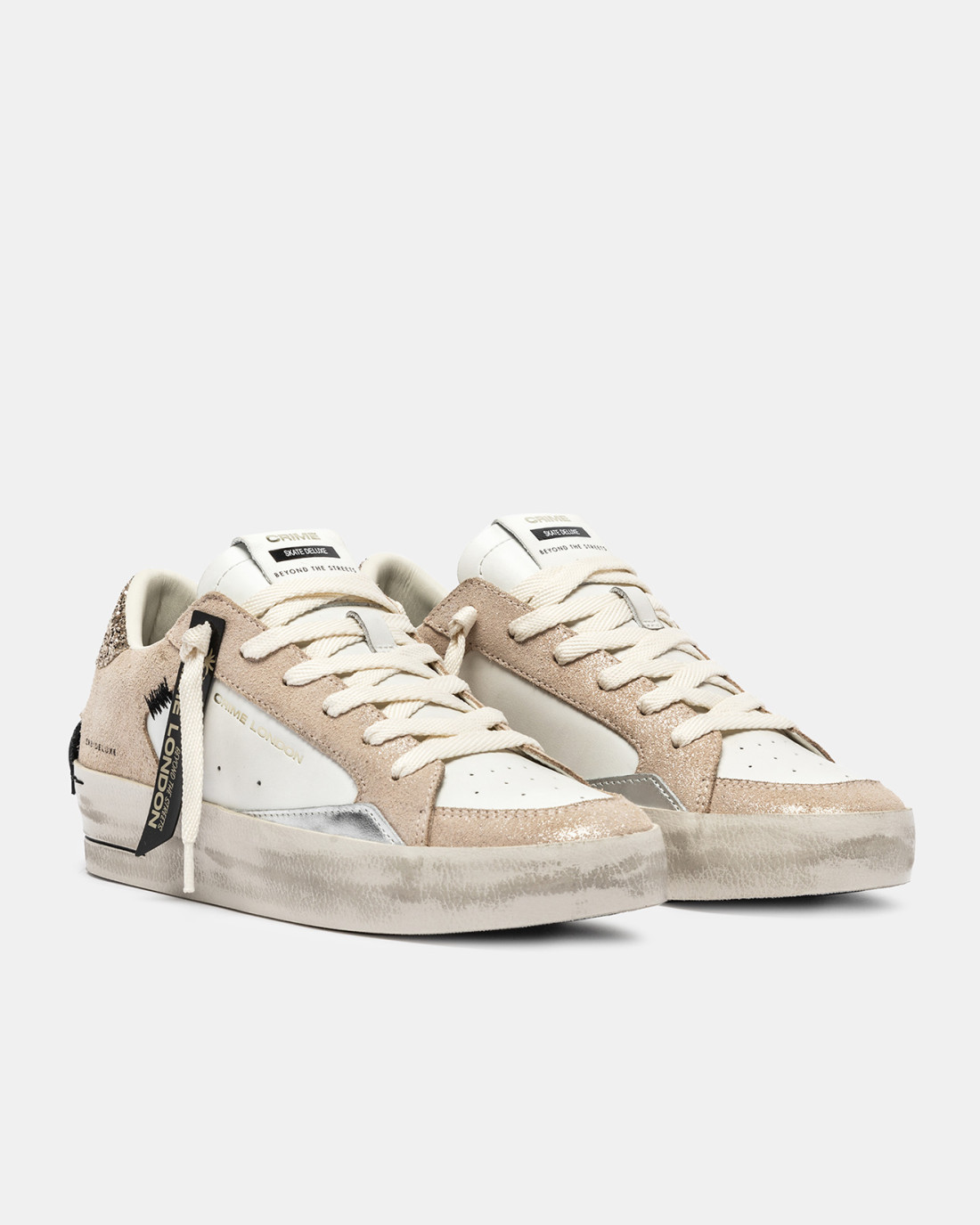 CRIME LONDON: SK8 DELUXE WEDGE CHAMPAGNE DUST