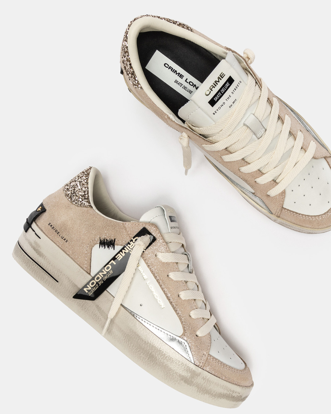 CRIME LONDON: SK8 DELUXE WEDGE CHAMPAGNE DUST
