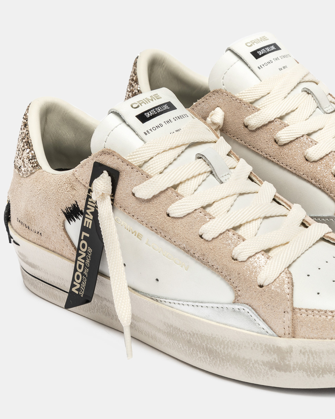 CRIME LONDON: SK8 DELUXE WEDGE CHAMPAGNE DUST