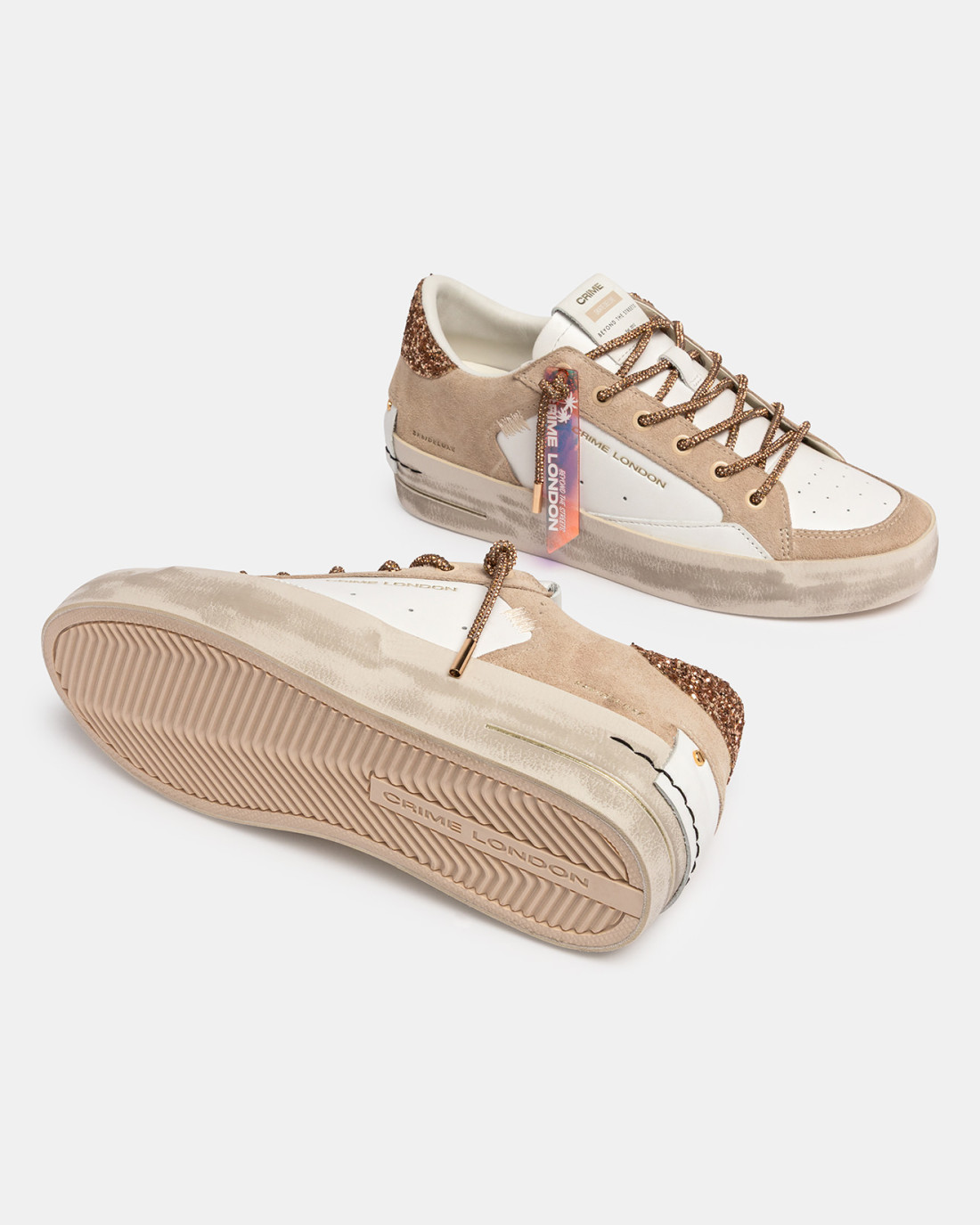 CRIME LONDON: SK8 DELUXE WEDGE CHAMPAGNE DUST