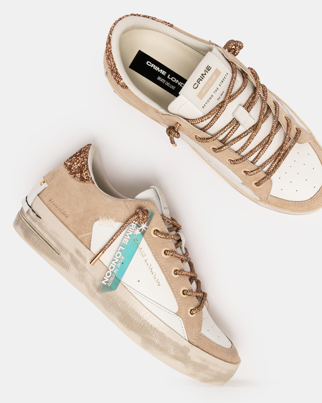 CRIME LONDON: SK8 DELUXE WEDGE CHAMPAGNE DUST