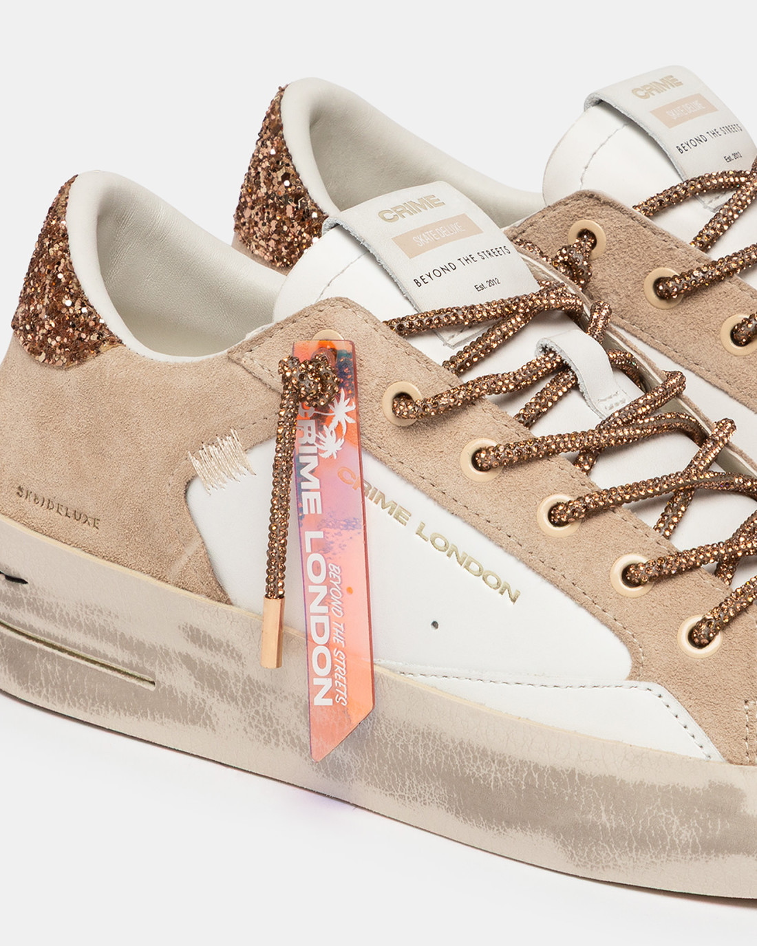 CRIME LONDON: SK8 DELUXE WEDGE CHAMPAGNE DUST