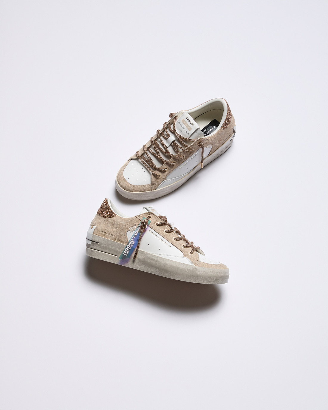 CRIME LONDON: SK8 DELUXE WEDGE CHAMPAGNE DUST