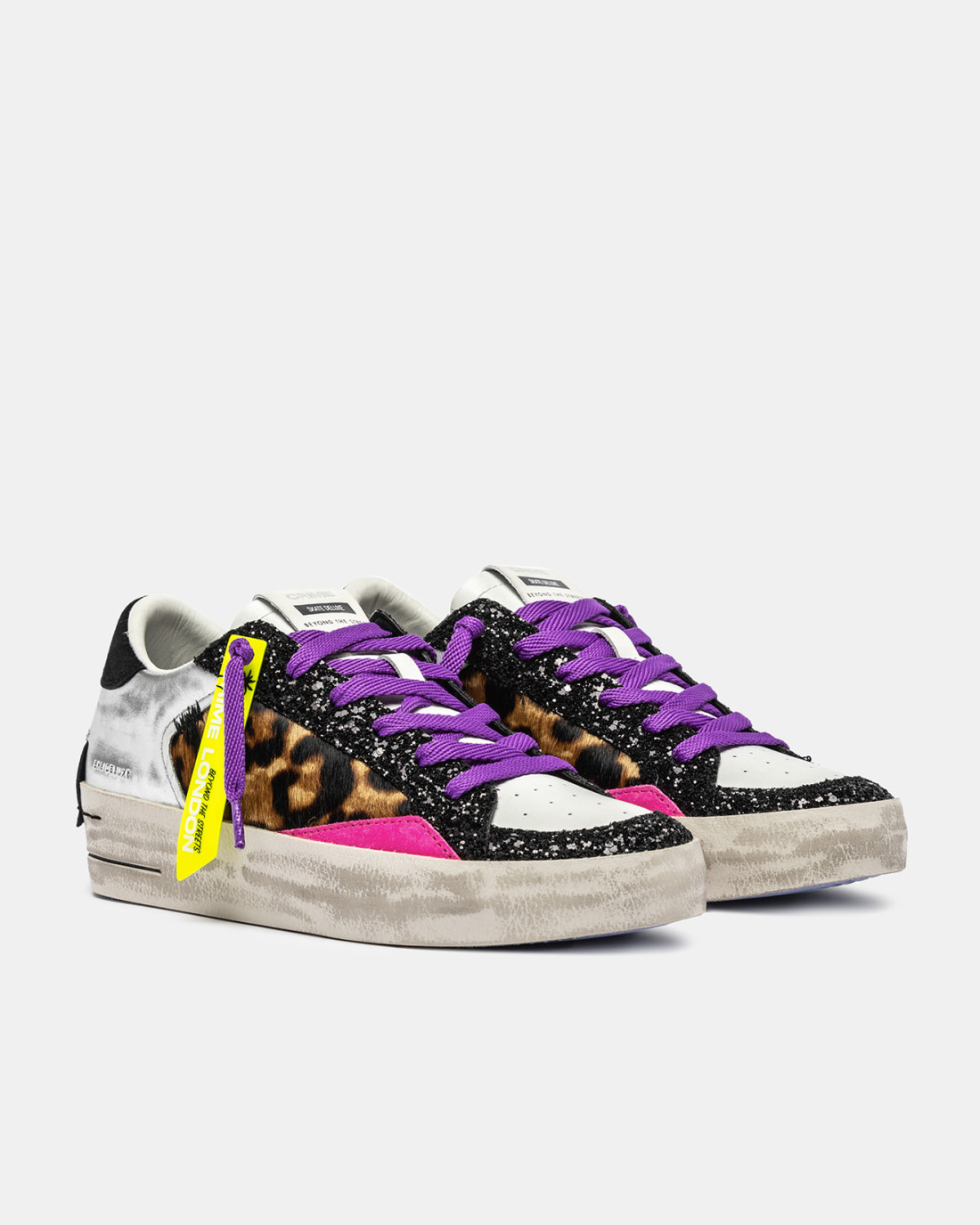 CRIME LONDON: SK8 DELUXE WEDGE CHEETAH GLOSS