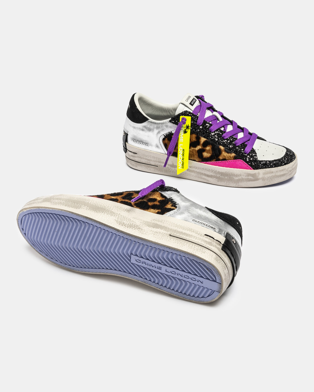 CRIME LONDON: SK8 DELUXE WEDGE CHEETAH GLOSS