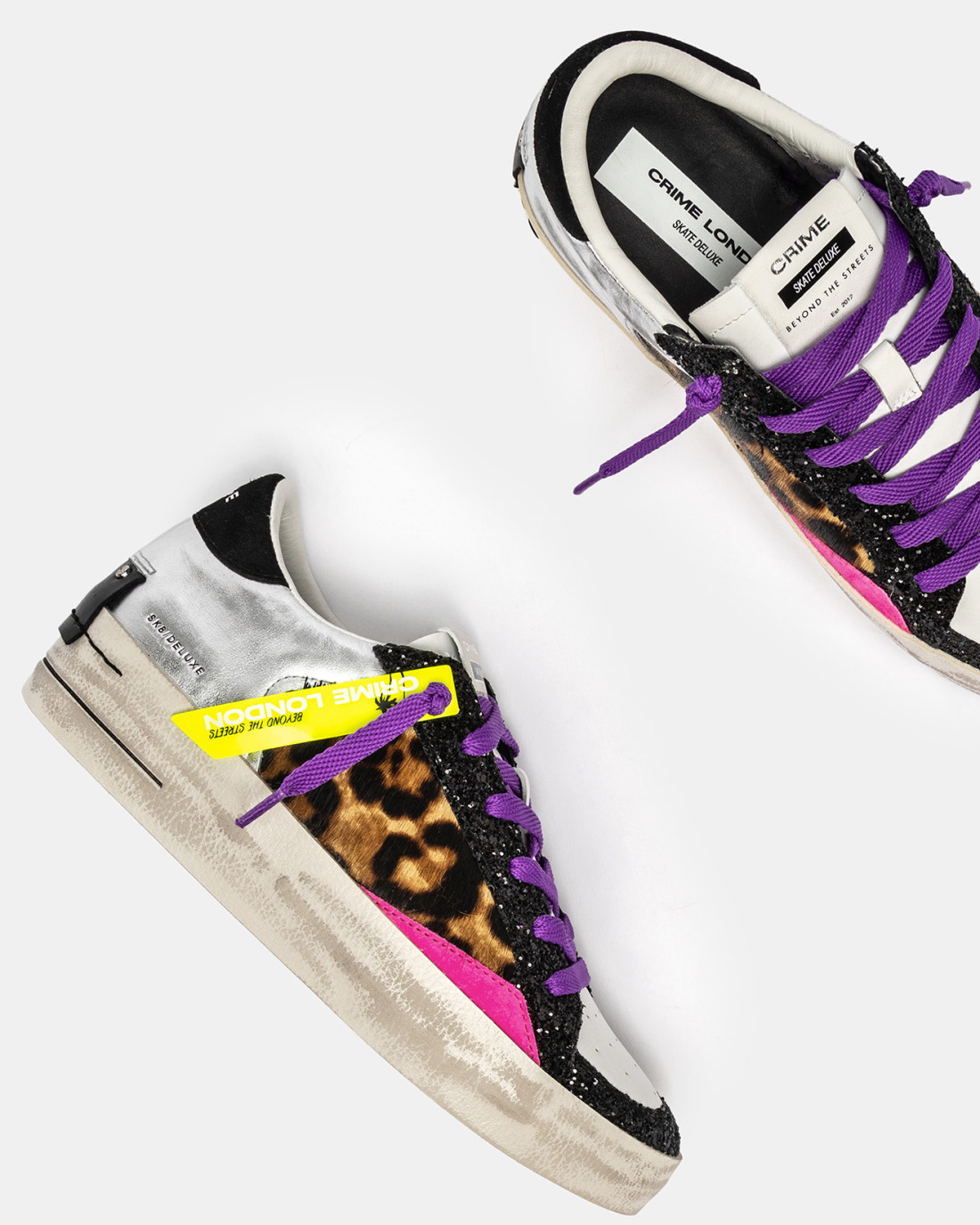 CRIME LONDON: SK8 DELUXE WEDGE CHEETAH GLOSS