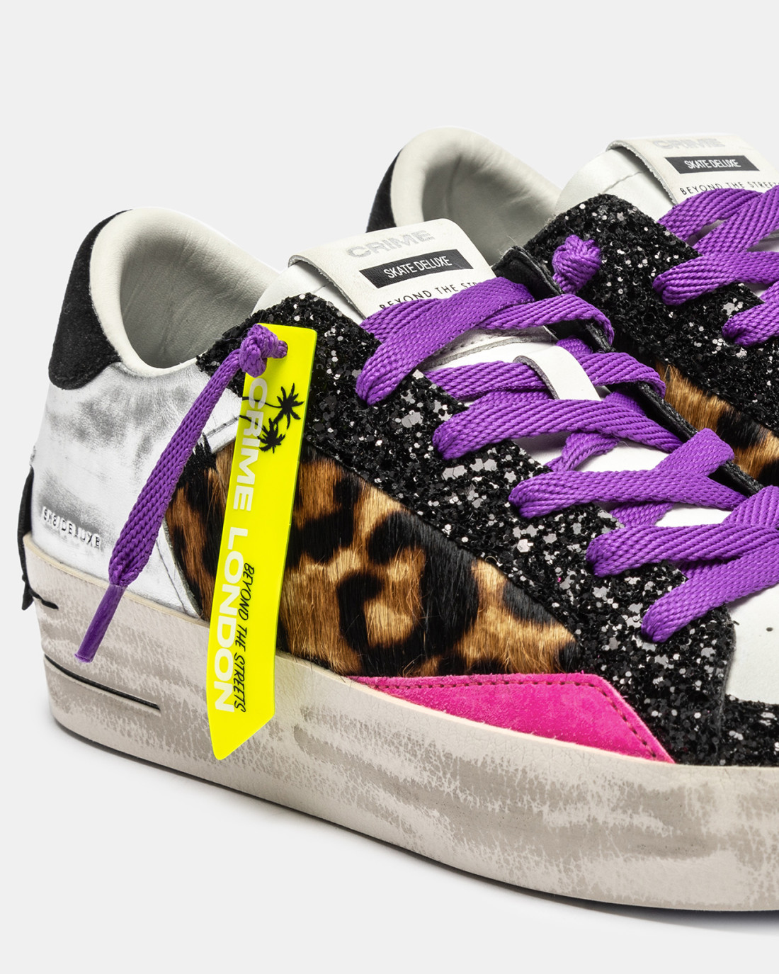 CRIME LONDON: SK8 DELUXE WEDGE CHEETAH GLOSS