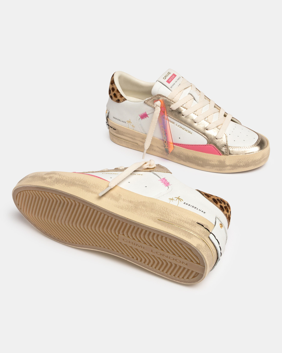 CRIME LONDON: SK8 DELUXE WEDGE GOLD ANIMALIER