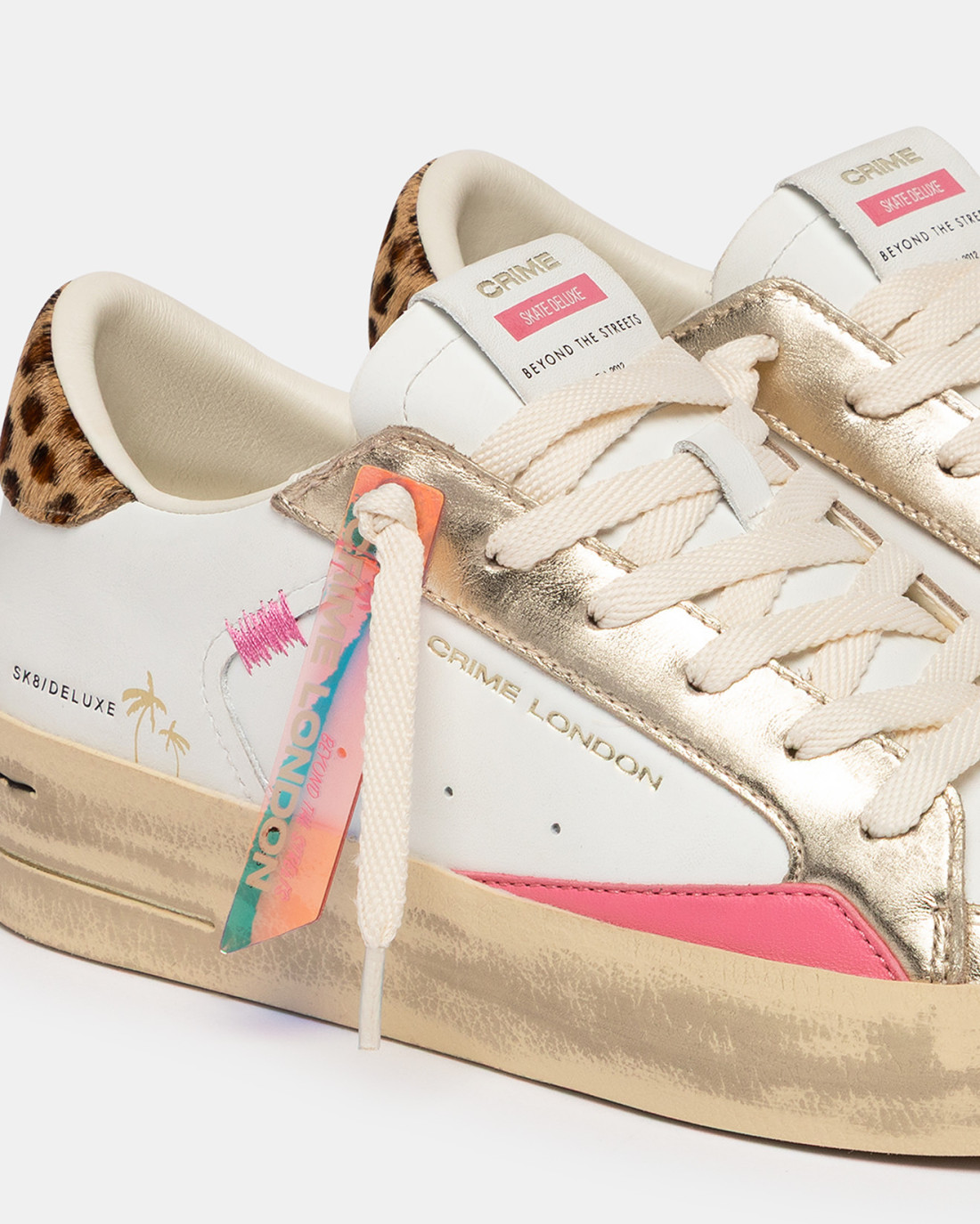 CRIME LONDON: SK8 DELUXE WEDGE GOLD ANIMALIER