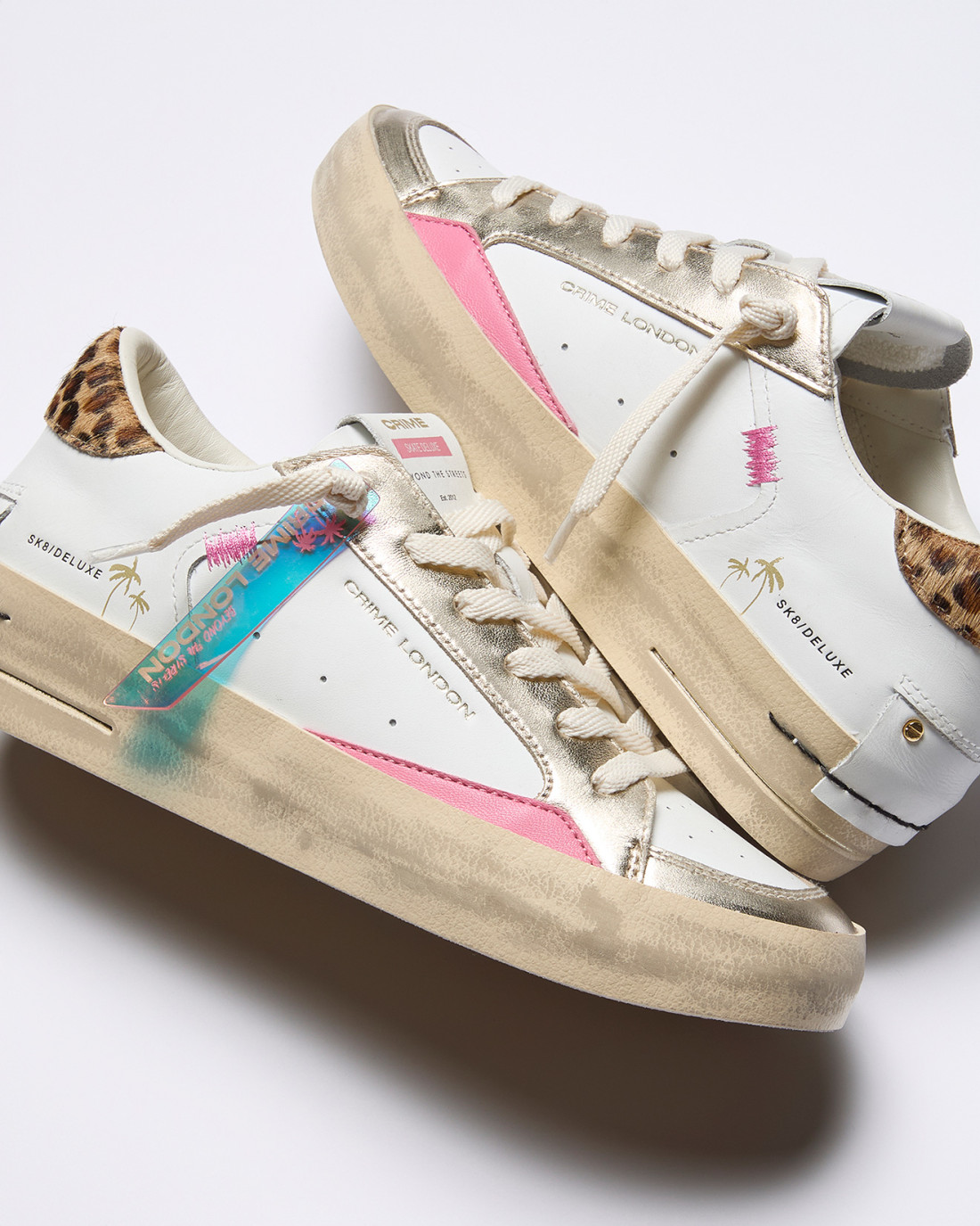 CRIME LONDON: SK8 DELUXE WEDGE GOLD ANIMALIER