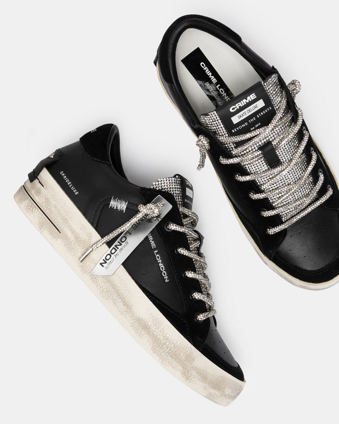 CRIME LONDON: SK8 DELUXE WEDGE JET CRYSTAL