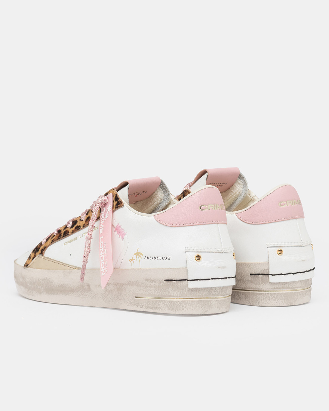 CRIME LONDON: SK8 DELUXE WEDGE PINK LEOPARD