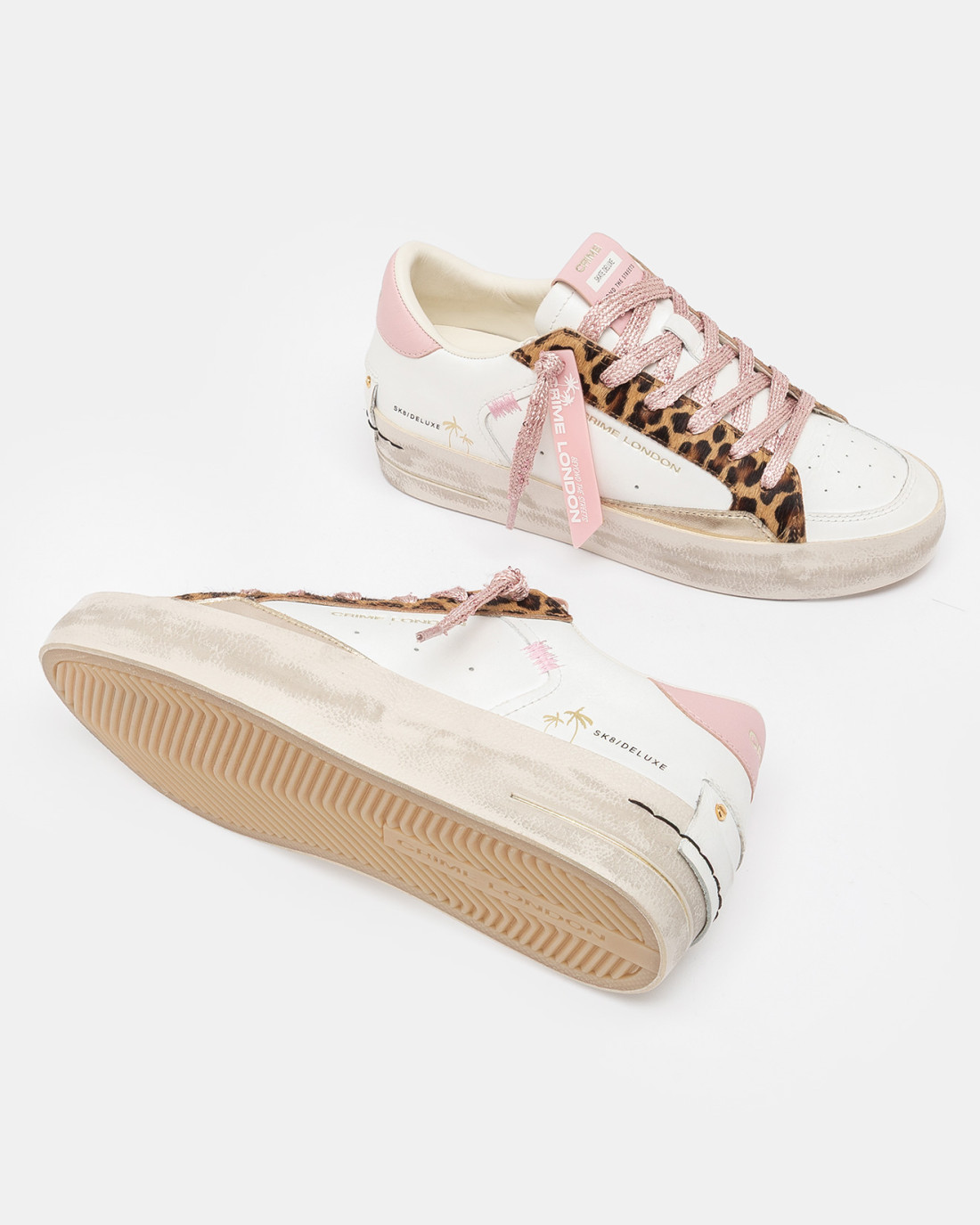 CRIME LONDON: SK8 DELUXE WEDGE PINK LEOPARD