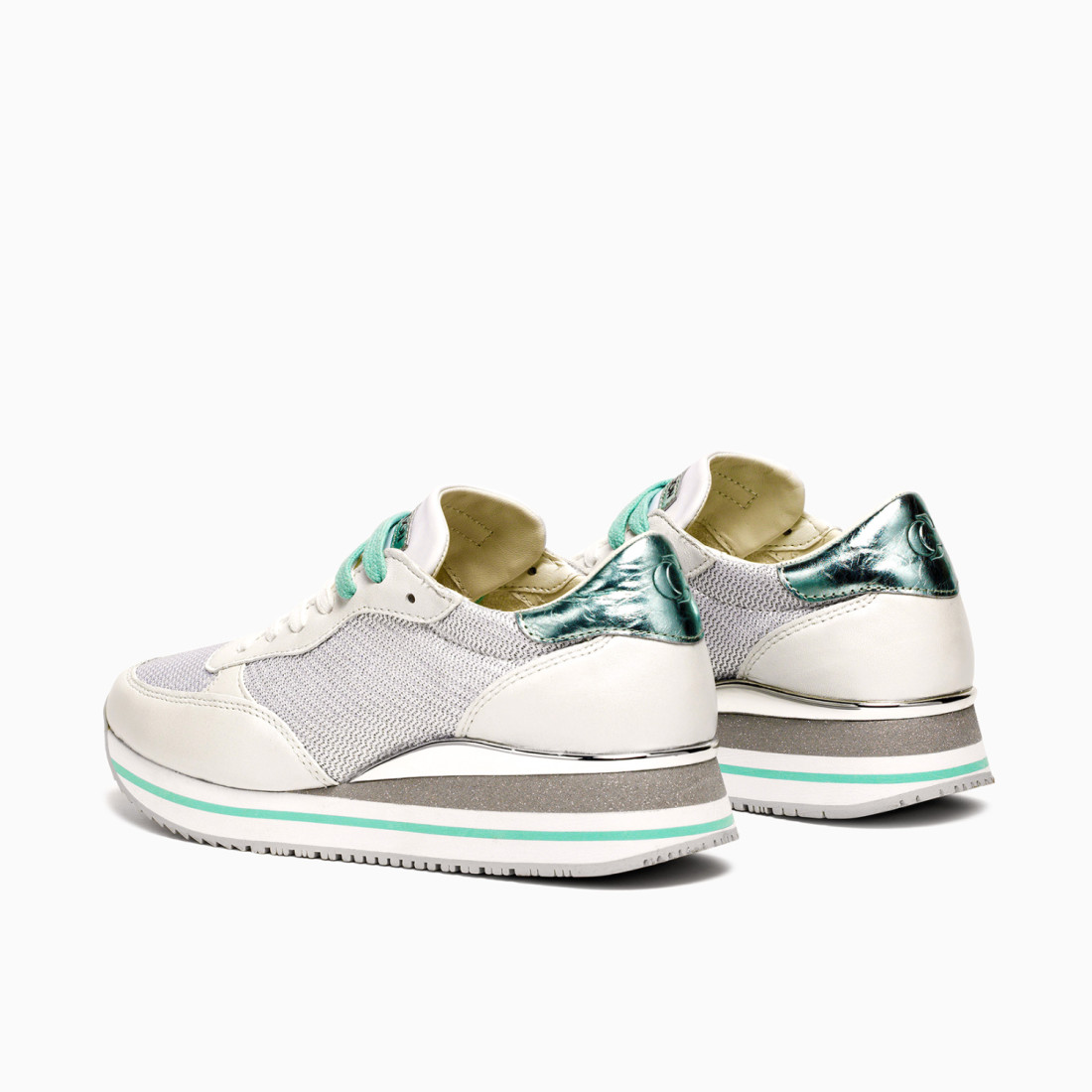 CRIME LONDON: STRIPE RUNNER LEATHER WHITE-MINT