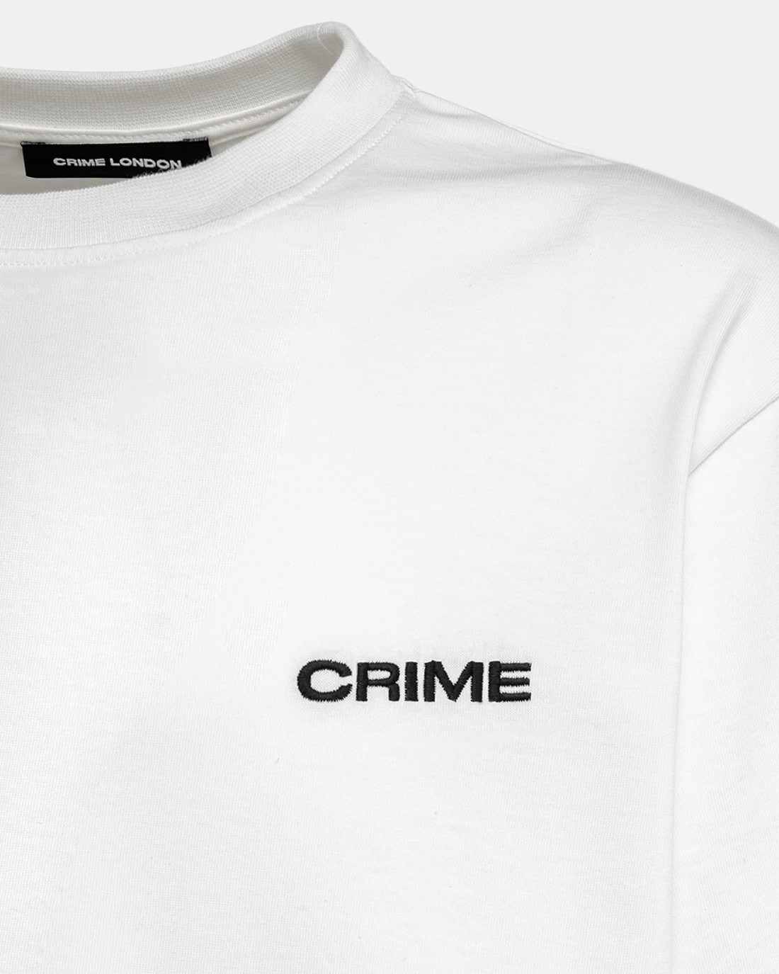 CRIME LONDON: WOMEN'S LOOSE FIT CREW NECK T-SHIRT WHITE